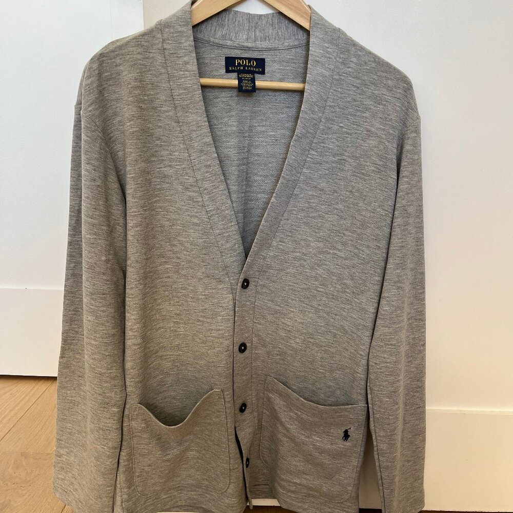 Polo Ralph Lauren Terry Cardigan Button Up Sweater Sleepwear Gray Men's SMALL